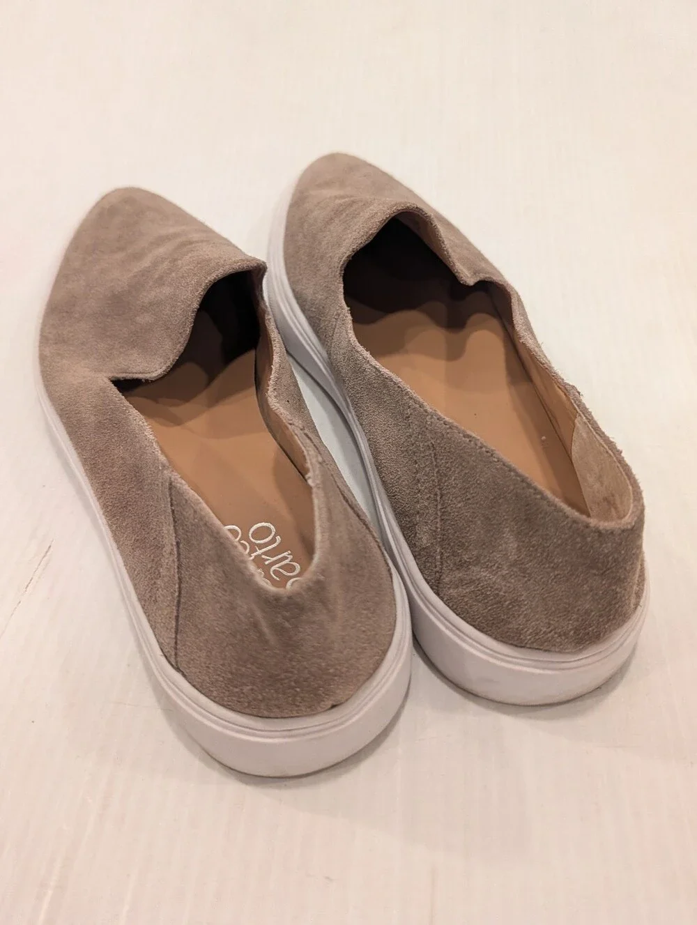 FRANCO SARTO Mitchell Taupe Suede Slip-On Loafers Sneakers Size 8.5 Women's